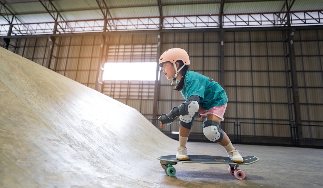Girl riding skateboard
