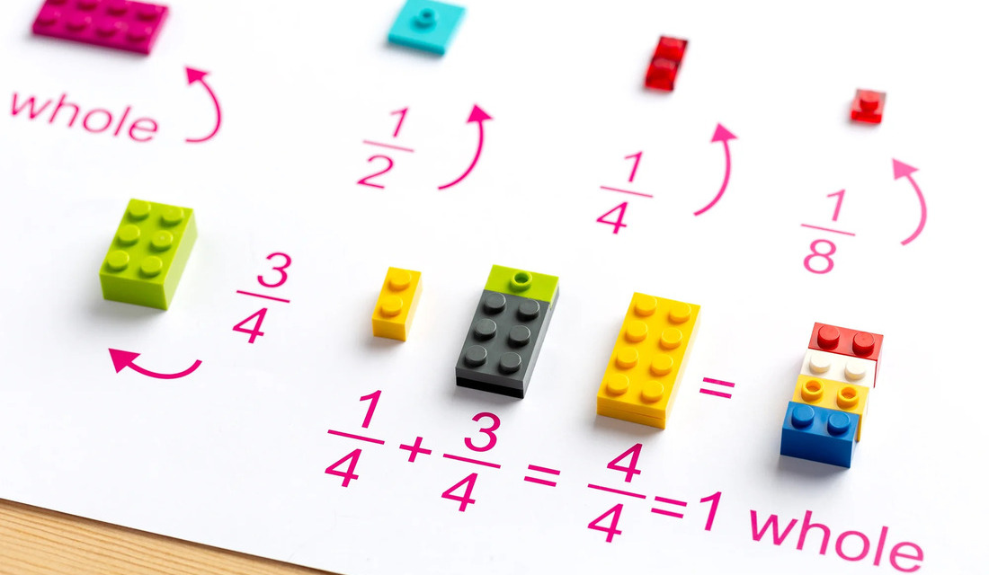 A colorful Lego block featuring various letters and numbers on its surface, designed for educational play.