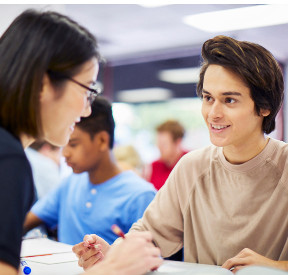math tutor explaining math concepts to her student