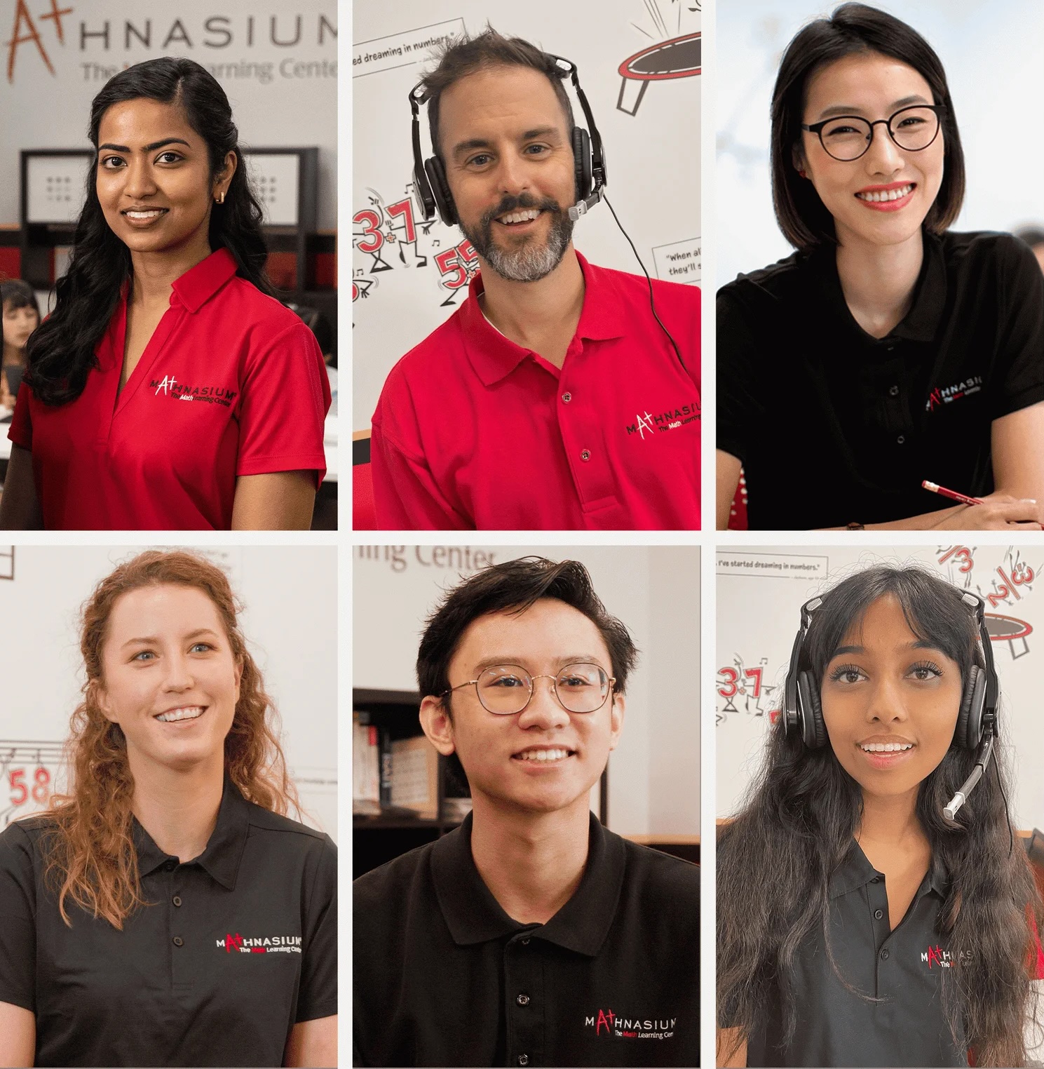 Collage of Mathnasium's specially trained maths tutors.