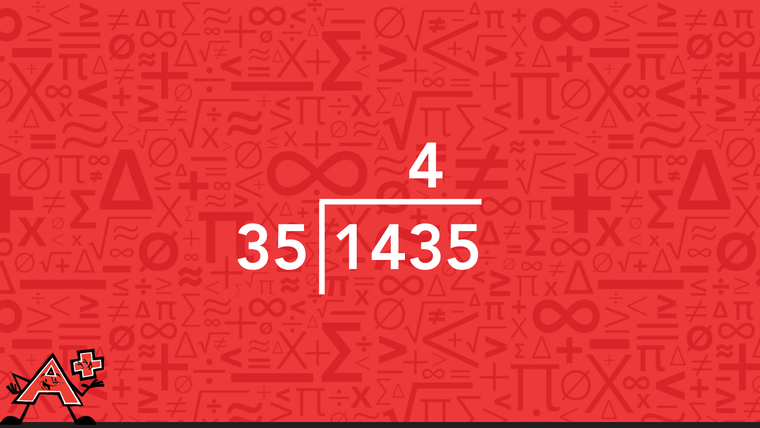 Step 2 long Division with two-digit divisors for example 1435 by 35