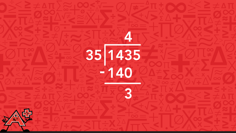 Step 3 long Division with two-digit divisors for example 1435 by 35
