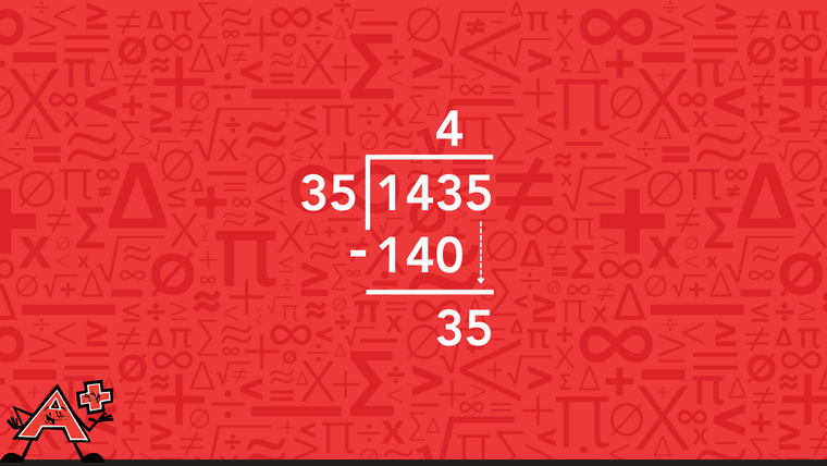 Step 4 long Division with two-digit divisors for example 1435 by 35