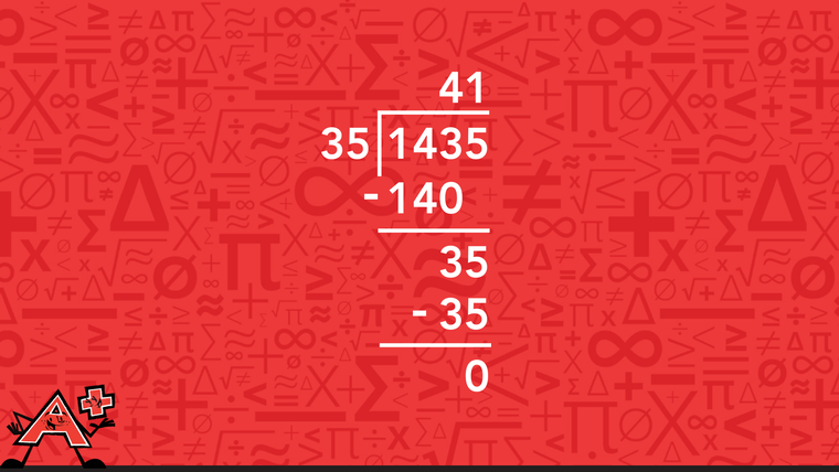 Step 6 long Division with two-digit divisors for example 1435 by 35