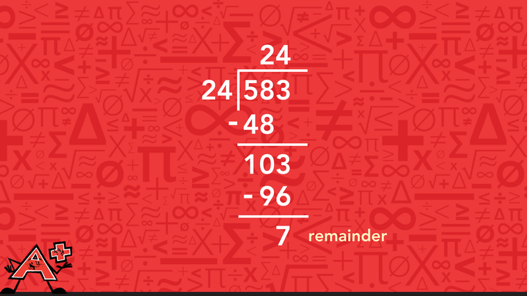 Step 6 long Division with two-digit divisors for example 583 by 24